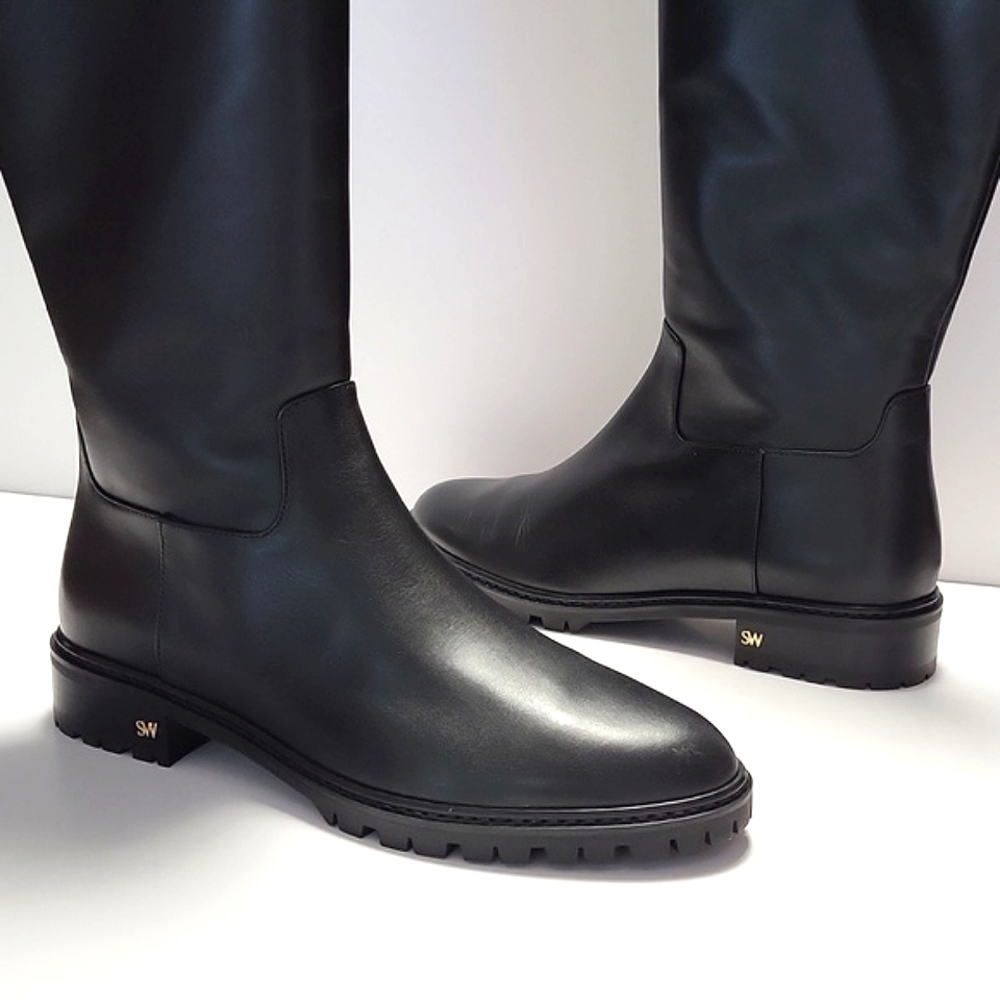 NIB$795 STUART WEITZMAN City Leather Knee-High Riding SW Logo Boots 9 - Picture 14 of 14